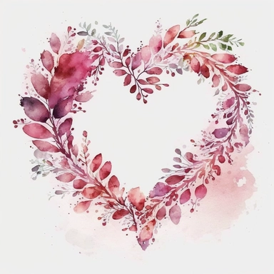 Watercolor Valentine, Valentine clipart, Heart clipart, Valentine PNG, Love clipart, Valentineday clipart, Heart wreath, Pink clipart, on white background