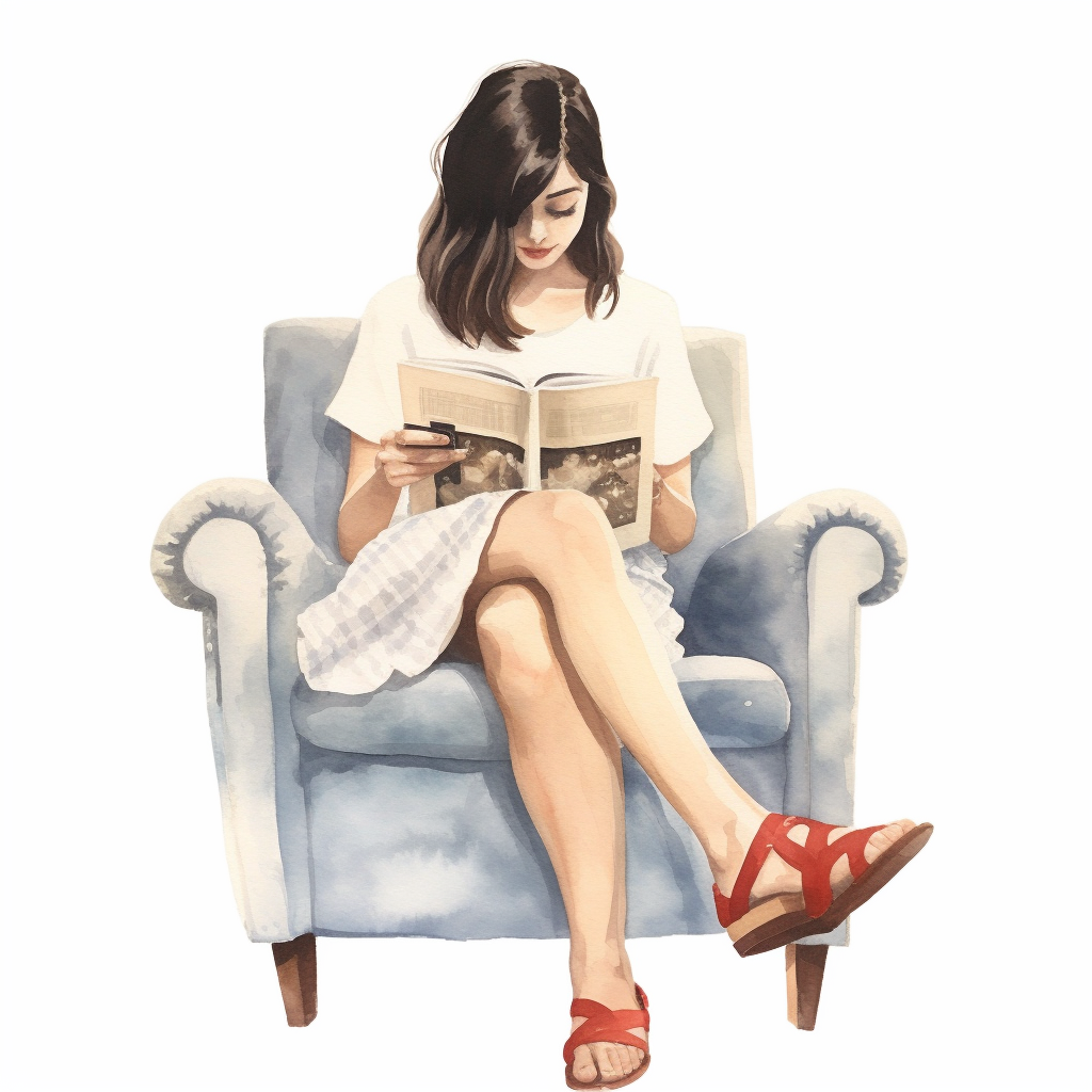 girl reading clipart