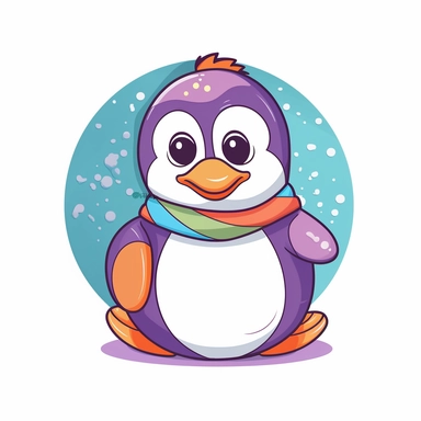 colorful penguin playing with ball sublimation clipart, vector, illustration, 2d, flat colors,printable