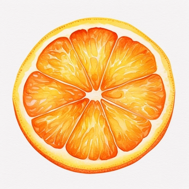 Watercolor citrus orange slice Clipart, ultra realistic