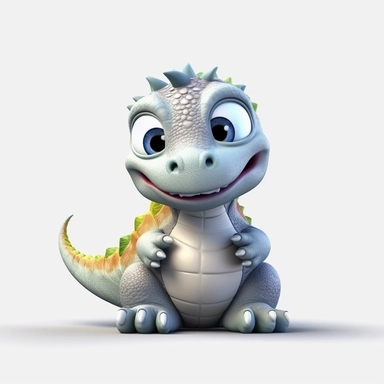 cute baby dinosaur, grey, 3D, toy, clipart, fantasy art, white background, 8k resolution, super sharp