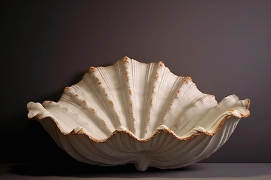 shell bed with pearl decoration, on a black background, like clipart style, mysterious, luxurious, 4k , octane render, unreal engine,