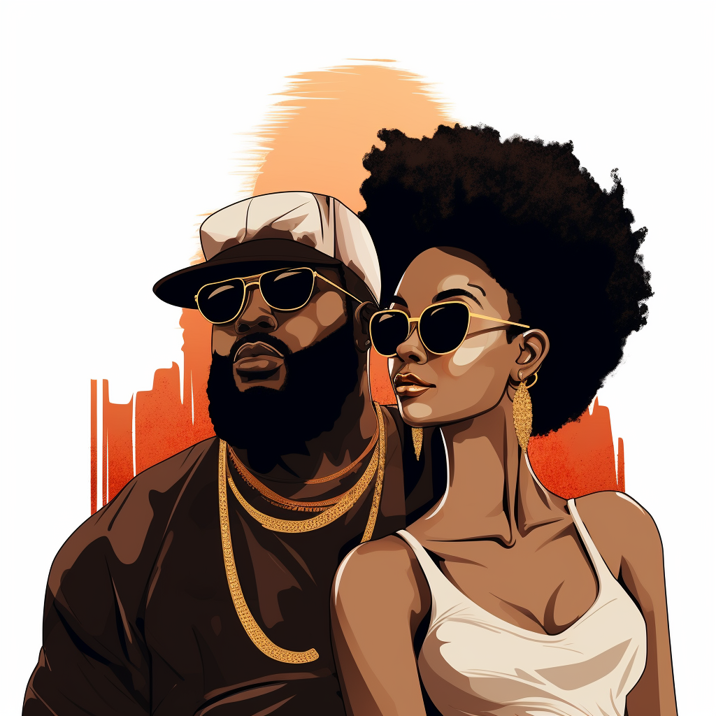 graphic design of Afro Black Couple, wearing black sunglasses, black ...