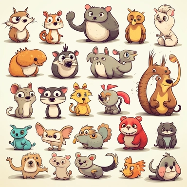 funny animal cartoon clipart bundle