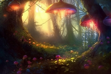 watercolour clipart, beautiful， fairyland, beautiful, lighting, fantasy, forest, interesting creatures, photo realism,