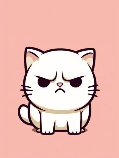 a portrait of a very cute little cat being annoyed, kawaii, vector illustration, clipart, outlines, portrait,