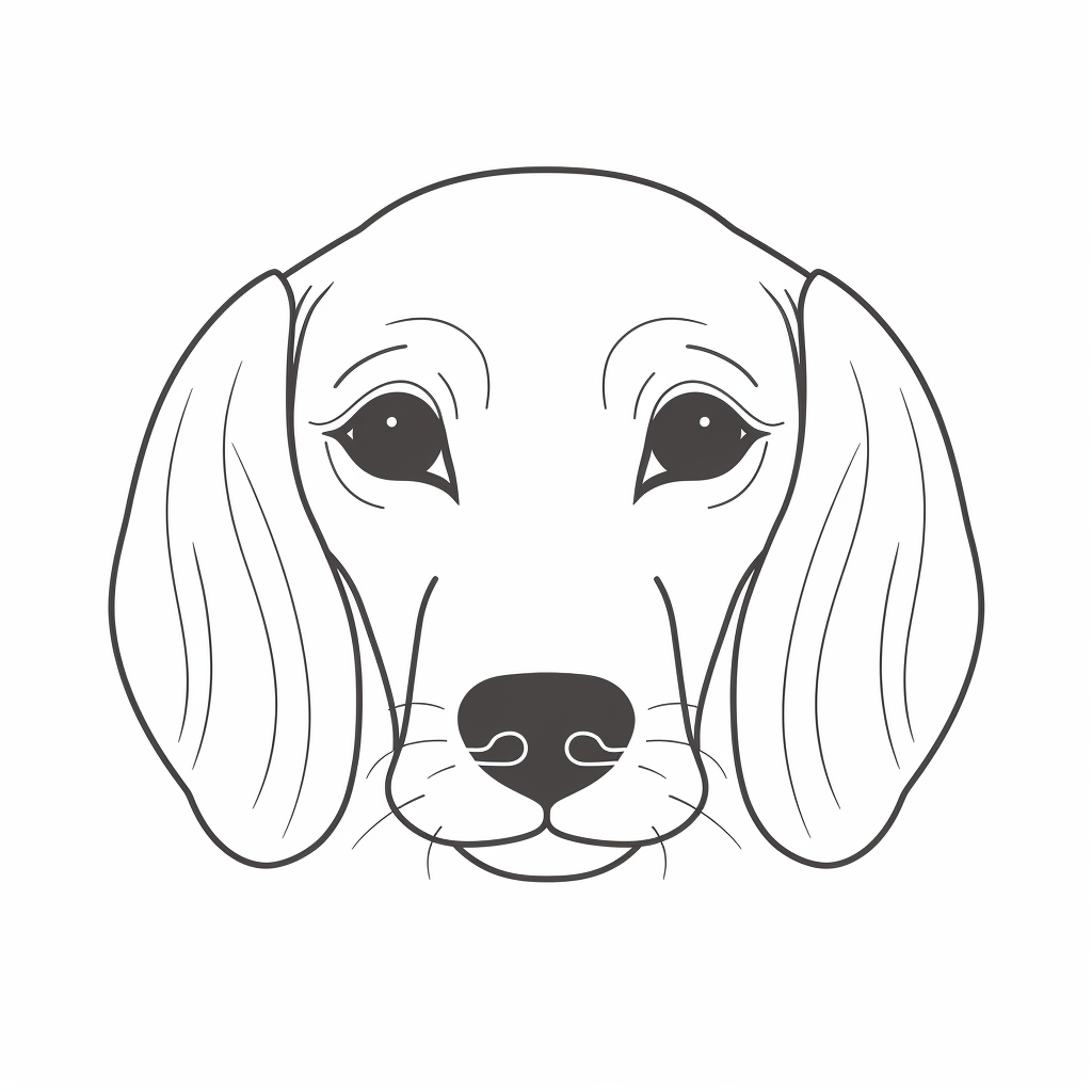 simple outline of a front facing Dachshund dog head, kids cartoon ...