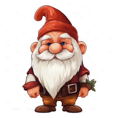 cartoon gnome clipart, white background