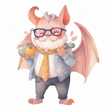 a cute WATERCOLOR daddy dragon, WATERCOLOR clipart, isolated white background 8k