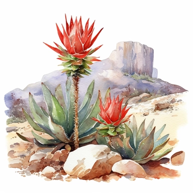 watercolor clipart aloe africana in rocky patches of south africa