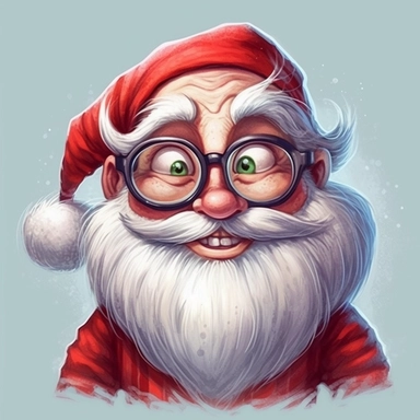 santa laugh and cute big eyes wear big glasses, cute laughdetailed digital art, whimsical and cute, cute detailed artwork, glimmering, adorable and whimsical, whimsical art, Clipart style