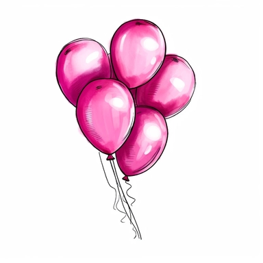 pink balloon clip art hand drawn