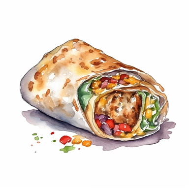 clipart, watercolor, burrito