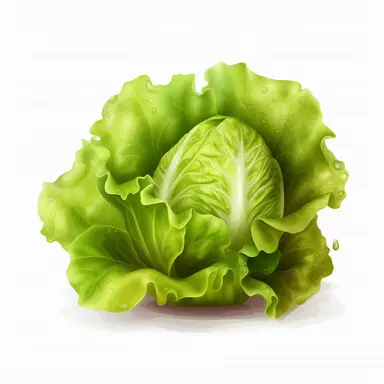 lettuce, illustration vector image, clipart, digital drawing, soft edges and blurred details, cute colorful, realistic super details, white background, object complete display, screen without watermark, element, PNG, 8k--ar 1:1