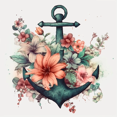 floral anchor clipart hd,space out ,— 3:2