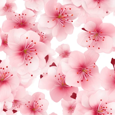 cherry blossom flowers, clipart, artistic petals