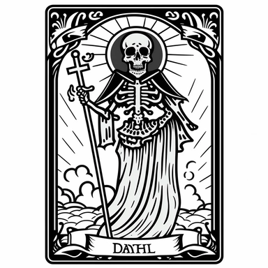 clipart black and white vector illustrations of death tarot card, vector illustration