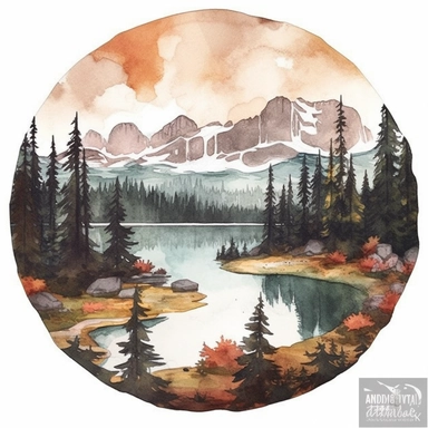 clipart of Jasper national park Scene Canada, romantic atmosphere, white background, watercolour illustration style, dreamy, 8k, intricate, detailed, 8k--no watermark
