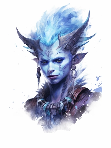 avatar character,blue and purple, clipart png, realistic, digital painting, WHITE BACKGROUND, fantasy style, realistic, painting, watercolor, 8k, ultra details,