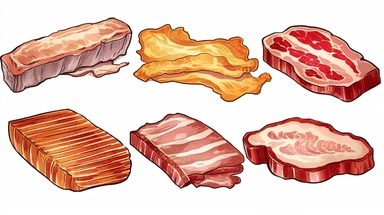 Different Kinds Of Bacon Clipart, Simple, NO Background,