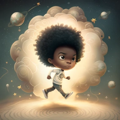 4 year old black boy lightskin running in the universe with planet and stars around him coorful - @Letta88 (fast)clipart, afro ,Full body with legs , Cottage core , Love shack Fancy, Highly detailed close-up portrait , standing , Nicoletta Ceccoli, Mark Ryden, lostfish, Earl Nor, global lighting, divine rays, detailed and intricate surroundings, sf, intricate artwork masterpiece, ominous, matte painting movie poster, blue ratio, trending on cgsociety, intricate, epic, trending on artstation