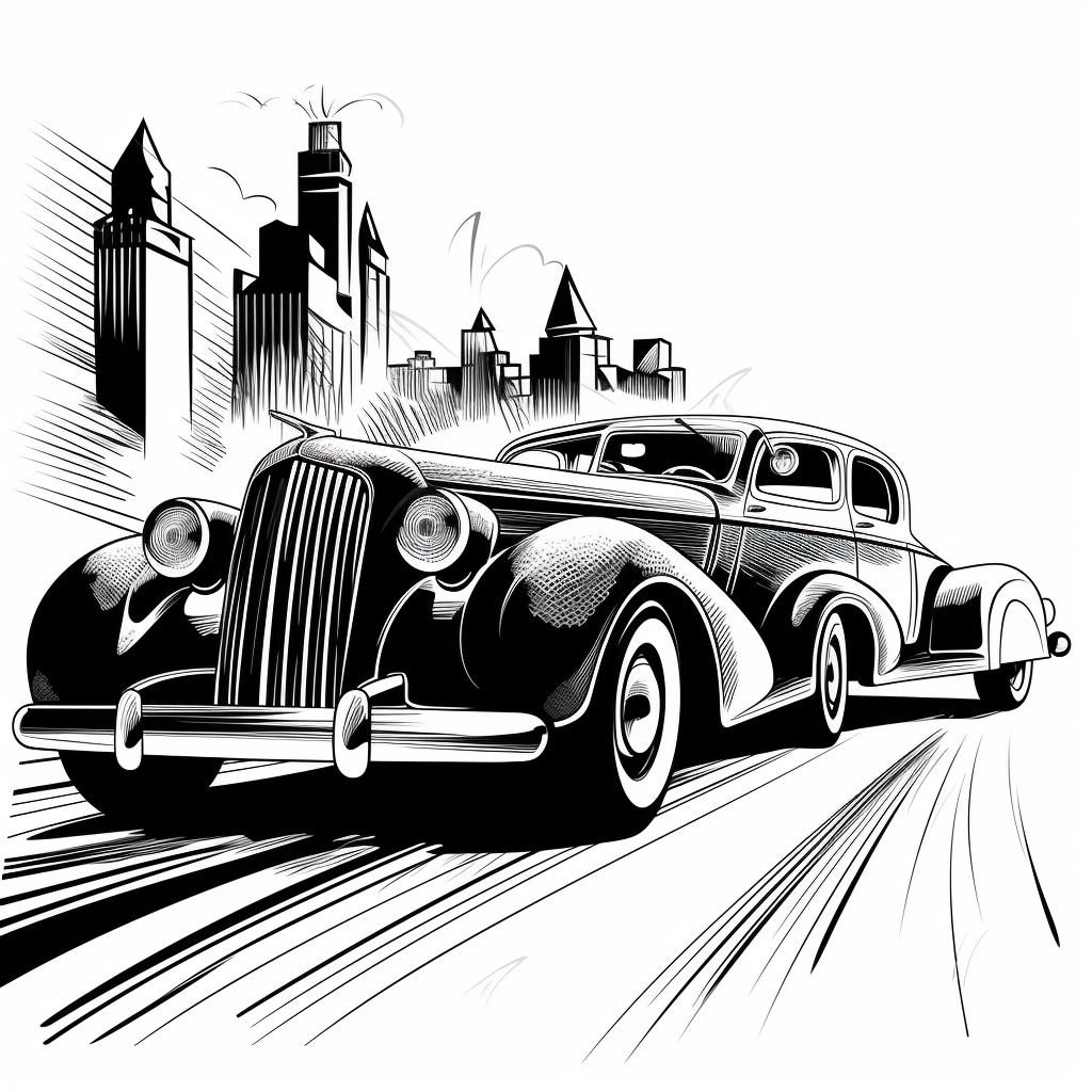black and white car clipart