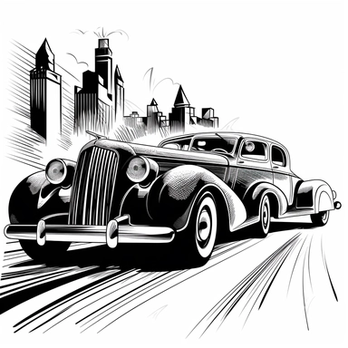 stylised clipart of cars in black and white