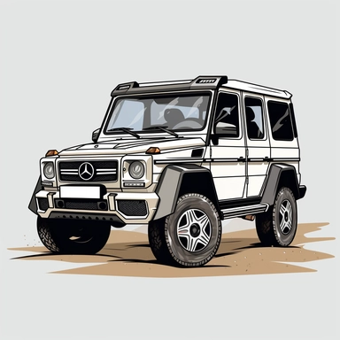 free vector mercedes-benz G-class, gelendvagen, SUV, vector free, vector png, car clipart, in the style of quirky manga art, automatic drawing, 2d game art, cliff chiang, andy singer, flickr, hand-drawn animation, digital art techniques, white background