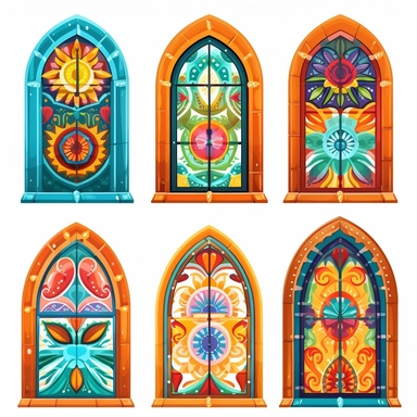 Mexican fiesta window variations clipart on a white background