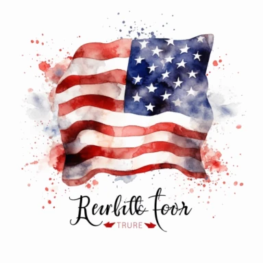 Watercolour clipart of text saying tribute to our fallen heroes in english with stars and stripes. Memorial day theme White background and highly detailed.
