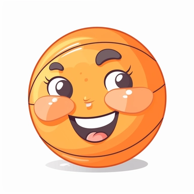 fantasy happy cute basketball player face, cartoon, clipart, mascot, isolated on white background