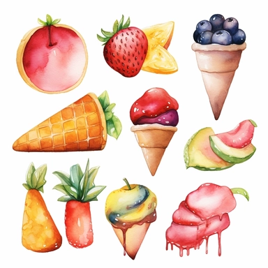 flash watercolor collection clipart sweet childish with white background--upbeta