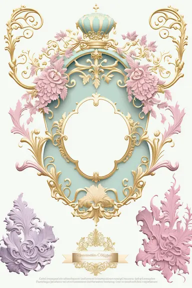 pastel victorian baroque Versailles frame clipart