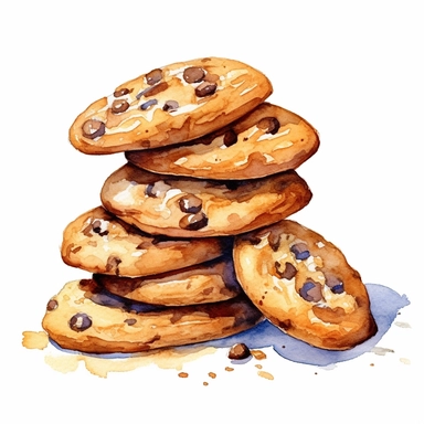 Watercolor chocolate chip cookies clipart, hd isolated on white background