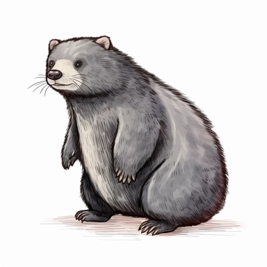 a fat Binturong, funny, very funny, clipart with crisp lines and white background
