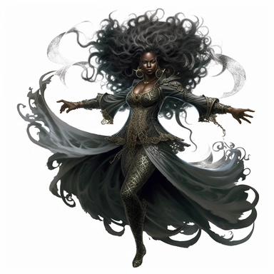 gothic style, black skinned witch, dynamic pose, hyper-realistic painting, magical, fantasy, wicked, mystical, intricate details, clipart, white background