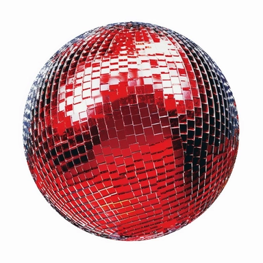 glitter disco ball, detailed, red, clipart, white background