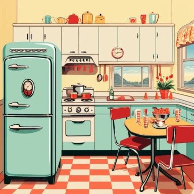 1950's kitchen diner clipart
