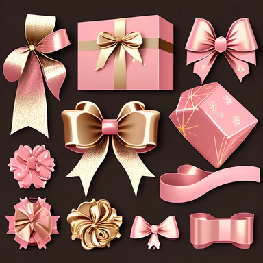 Pink Glam Ribbons and Bows Clipart - cute Christmas or birthday present gift png clip art graphics