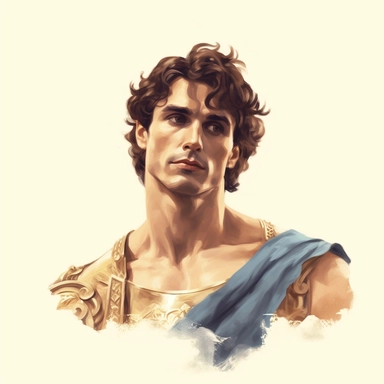beautiful stunning handsome vintage greek god character, paint art style, clipart, white background, superrealistic, one of a kind