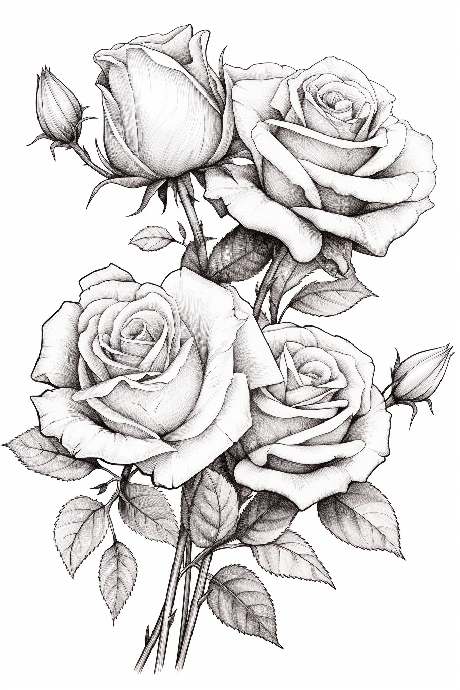 black and white rose clipart