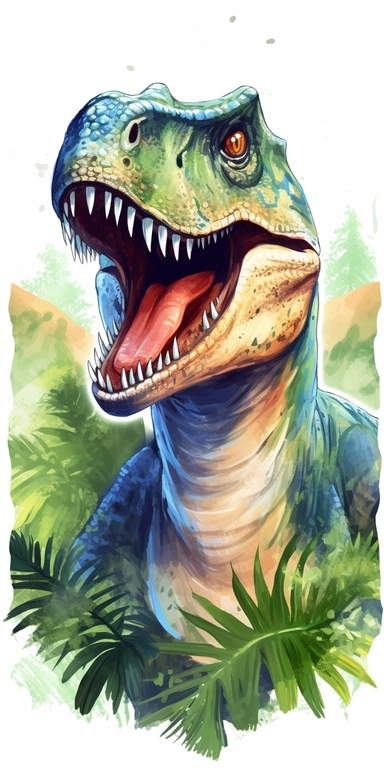 graphic clipart dinosaur digital painting jungle watercolor