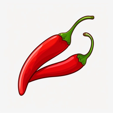 red radiant chili pepper, single design clipart, cartoon-style, white background, 32k