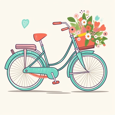 cute bicycle clipart, naive cartoon
