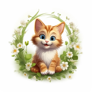 clipart, cute cat, classic disney, spring, no text