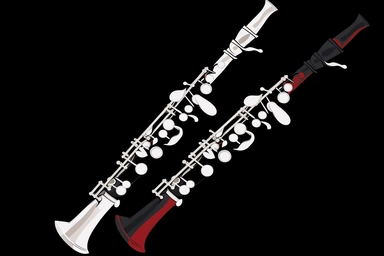 simple icon long clarinet, clipart, vector style, black and white, clear white background