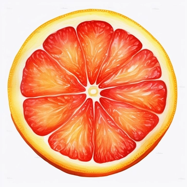 Watercolor citrus orange slice Clipart, ultra realistic, red color touch