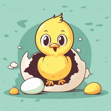 cute chick hatching from egg easter inspired cartoon clipart