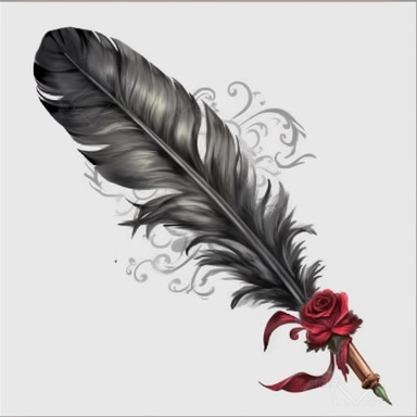 gothic watercolor clipart, A detailed depiction of a classic feather quill pen being used to write on a scroll, dark academia aesthetic, dark roses, gothic vines, dark aesthetic, UHD, 8K, 3D, solid white background