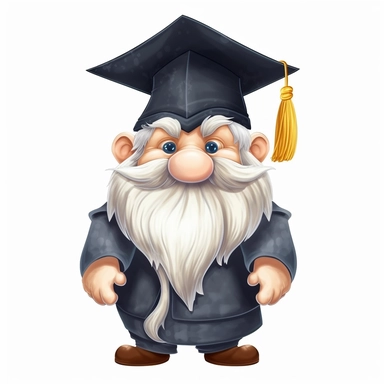 Cute Beautiful Gnome graduate Vector Sublimation Clipart ,Cartoon,hyper realistic, intricate detail, illustration style,high solution,on the white background